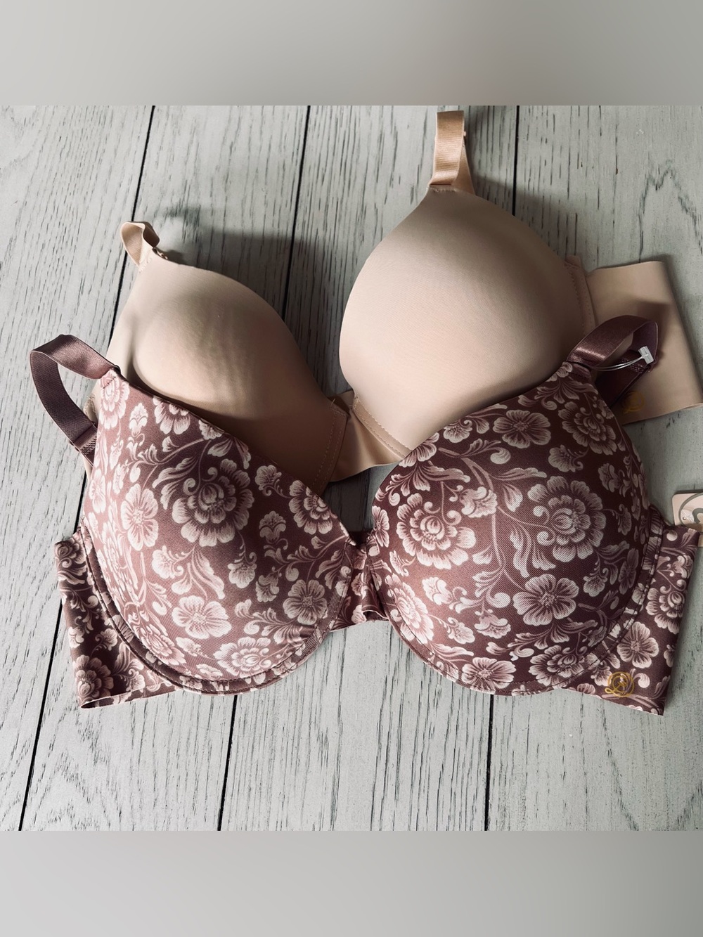Chinese Laundry Women’s Floral T-Shirt Bra - Nude & Mauve